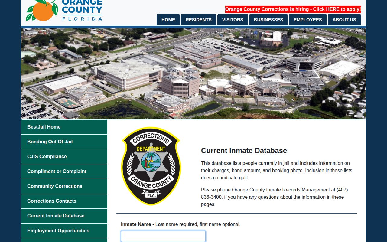 Orange County current inmate roster and booking photo search